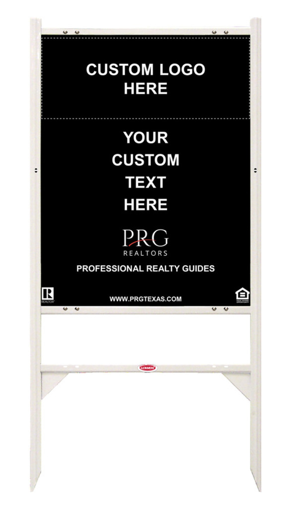 Angle Iron Frame with One Rider Inserts and Agent Name w Logo Sign Panel Unit, 30h x 24w